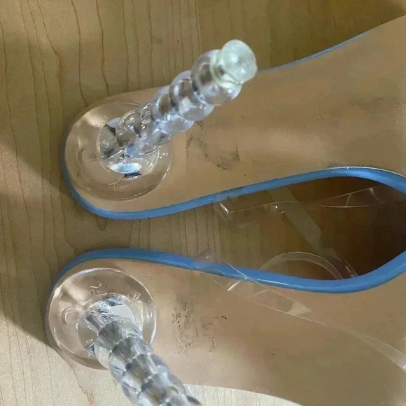 AZAELA WANG WEBSTER SCULPTURAL STILETTO ANKLE STRAP MODERN SANDAL IN BLUE SIZE 9 - Picture 10 of 11